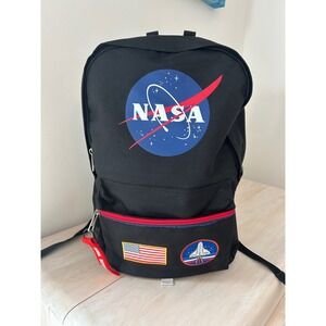 Mad Engine NASA Backpack Black Space Shuttle American Flag Patches Bookbag